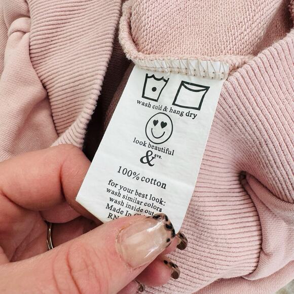 Ampersand Avenue Pink Cropped Pullover Hoodie Women’s Size M - Picture 6 of 7